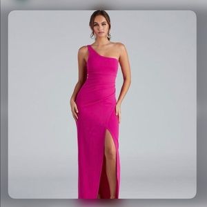 Windsor Iris One-Shoulder Crepe Dress